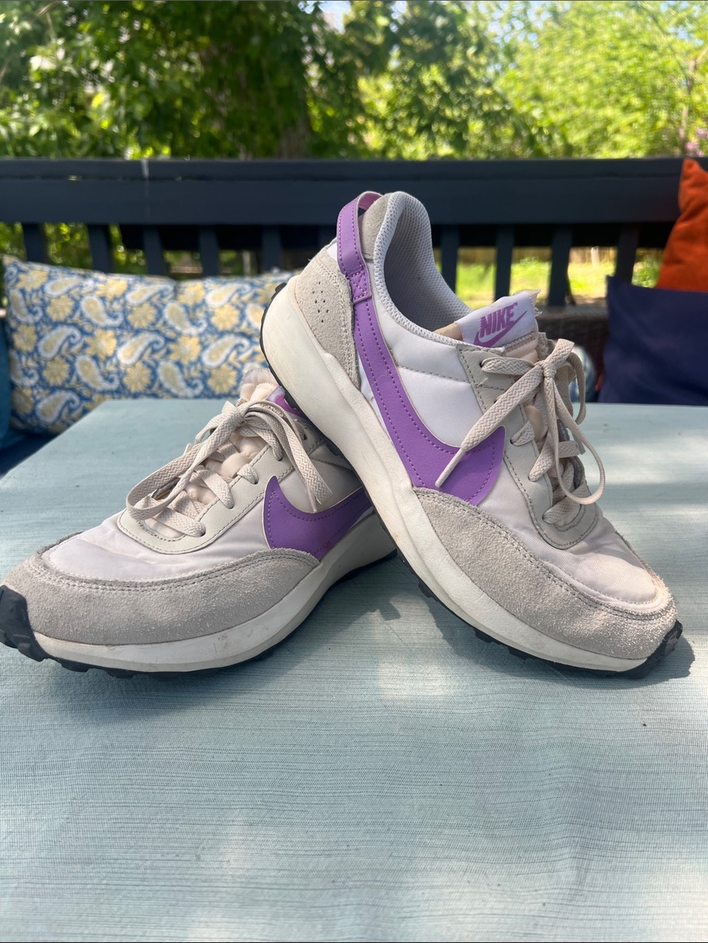 Nike Waffle Debut Women's Beige and Purple Sneakers